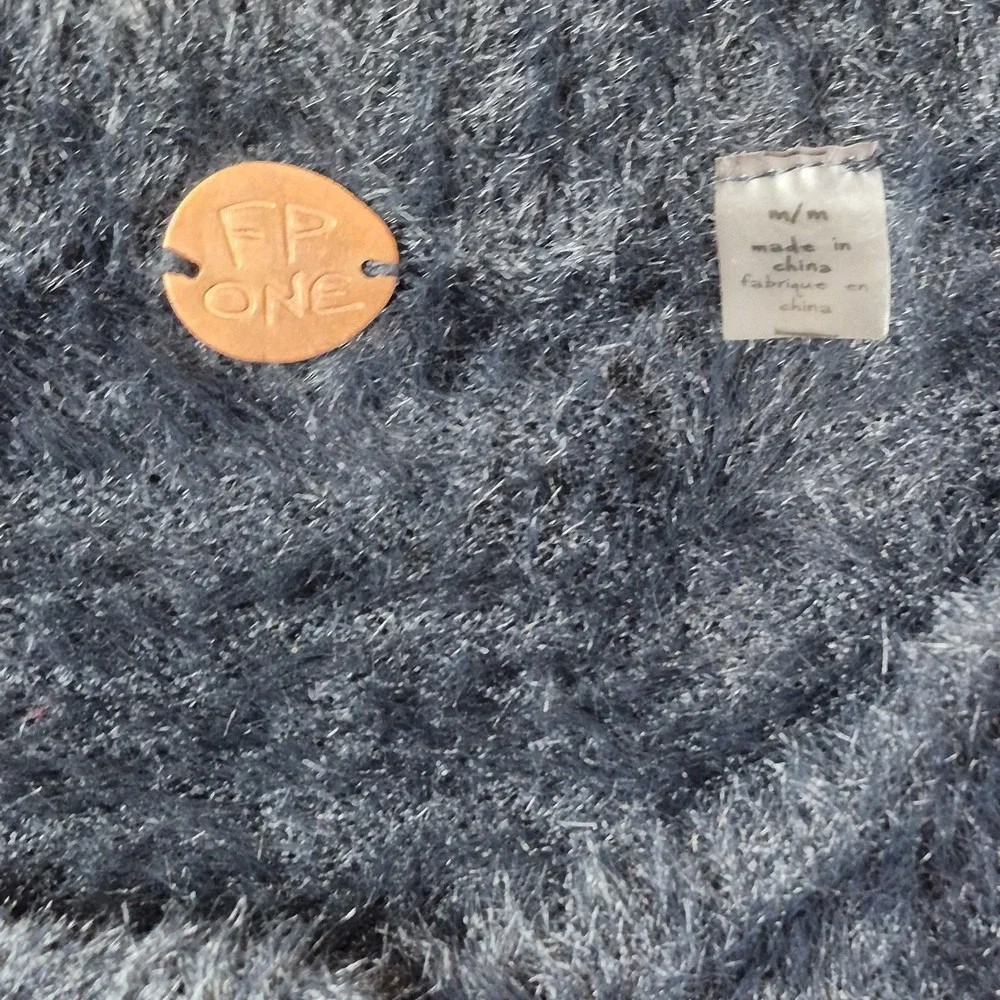 Free People FP ONE Wyatt Cardi Soft Fuzzy Button Down Cardigan‎ Black Women's M